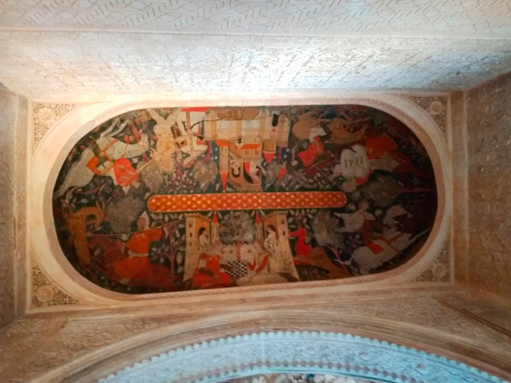 Pintura central de la Sala de los Reyes en la Alhambra