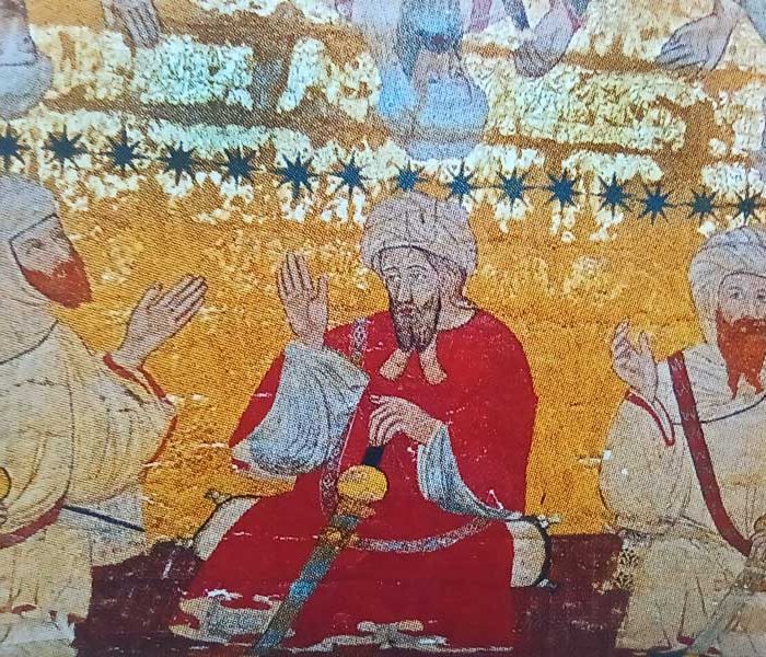 Uno de los detalles de las pinturas de la bóvedas de la Sala de los Reyes