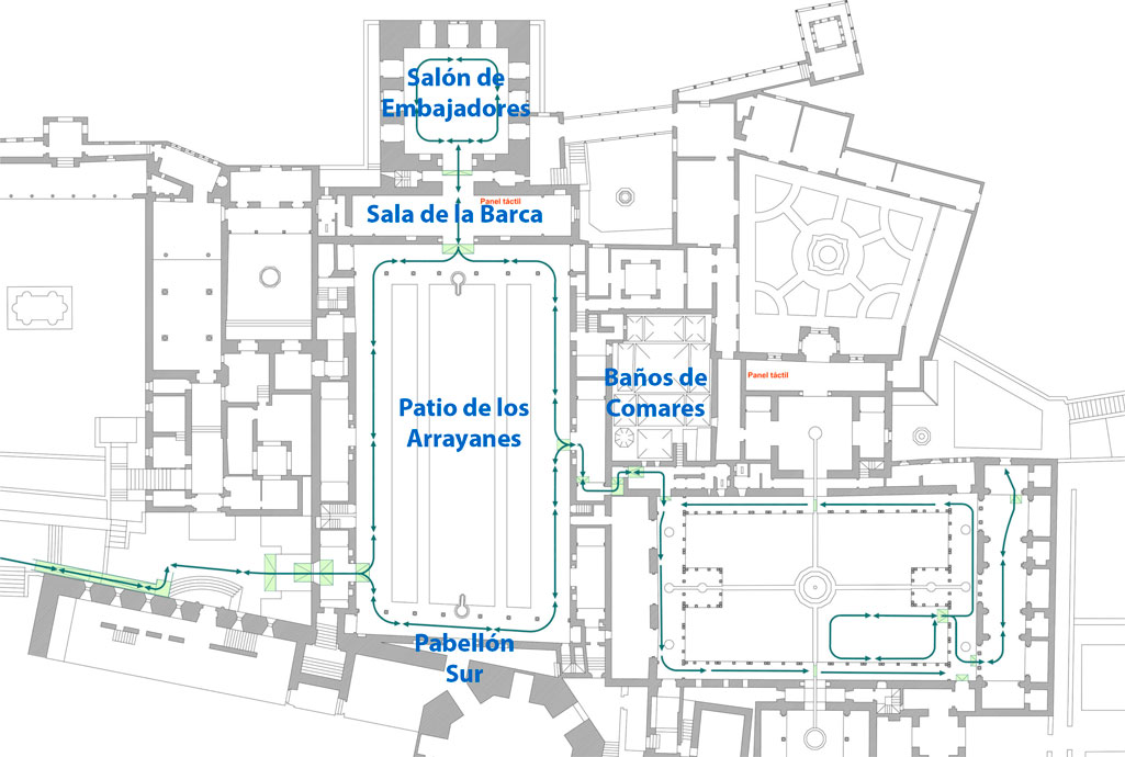 Esquema de las diferentes estancias del Palacio de Comares