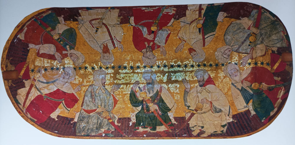 Pintura de la bóveda central de la Sala de los Reyes en el Palacio de los Leones de la Alhambra