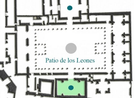 Plano del Patio de los Leones de la Alhambra de Granada